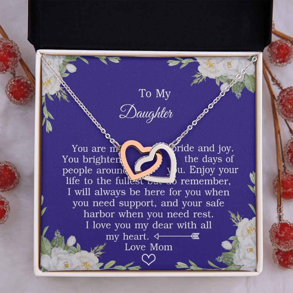 Mother Daughter Gift Ideas, To My Daughter Gift Necklace from Mom, Jewelry Pendant Present for Daughter, Birthday Christmas Gift Graduation Gifts for Daughters, Mother and Daughter Necklace 2137 Interlocking Hearts Necklace