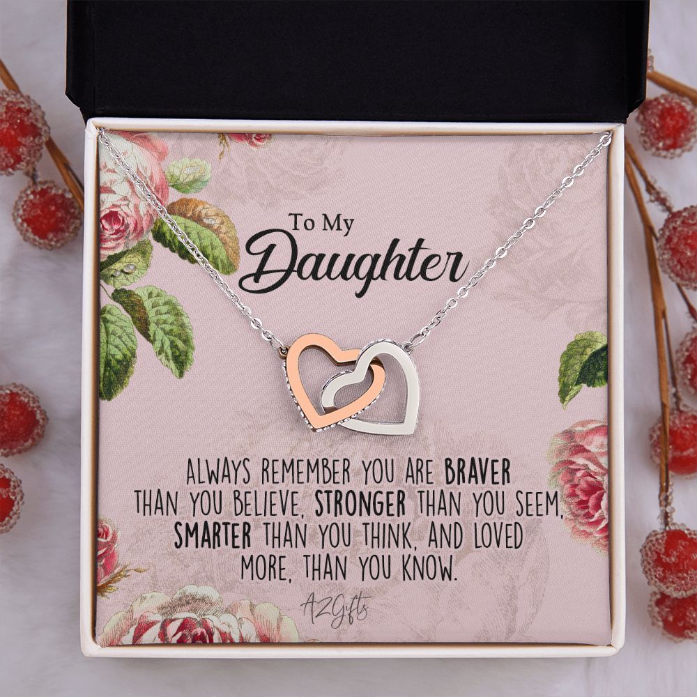 To My Daughter Gift Necklace from Mom, Mother and Daughter Necklace for Girls, Mother Daughter Gift Ideas, Jewelry Pendant Interlocking Hearts Necklace
