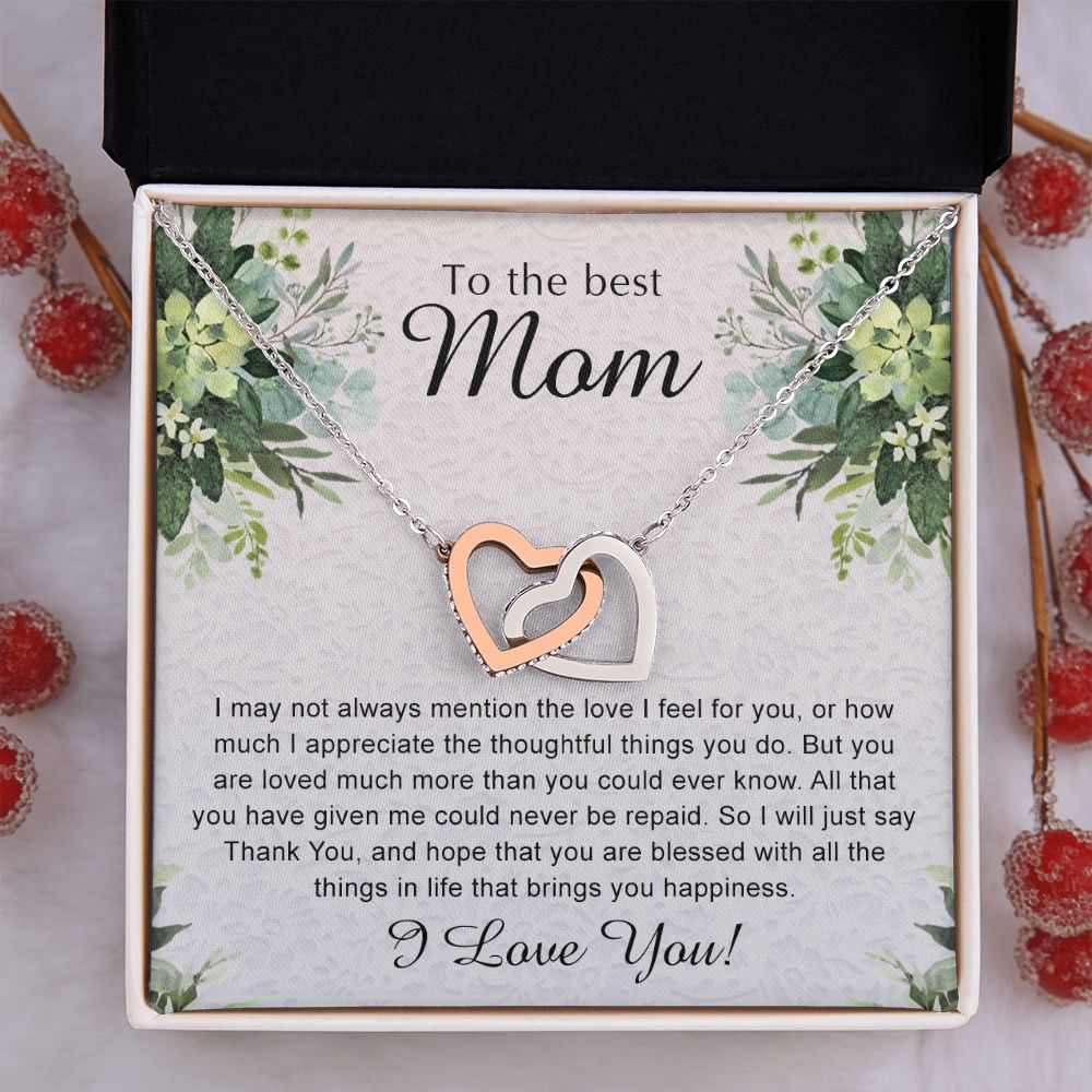 To My Best Mom Necklace, Necklace for Mother, Daughter Gift For Mom, Present For Mom, Mother Gifts from Son or Daughter, Jewelry Gift for Mothers Day, Birthday Gift for Mother, Moms Interlocking Hearts Necklace