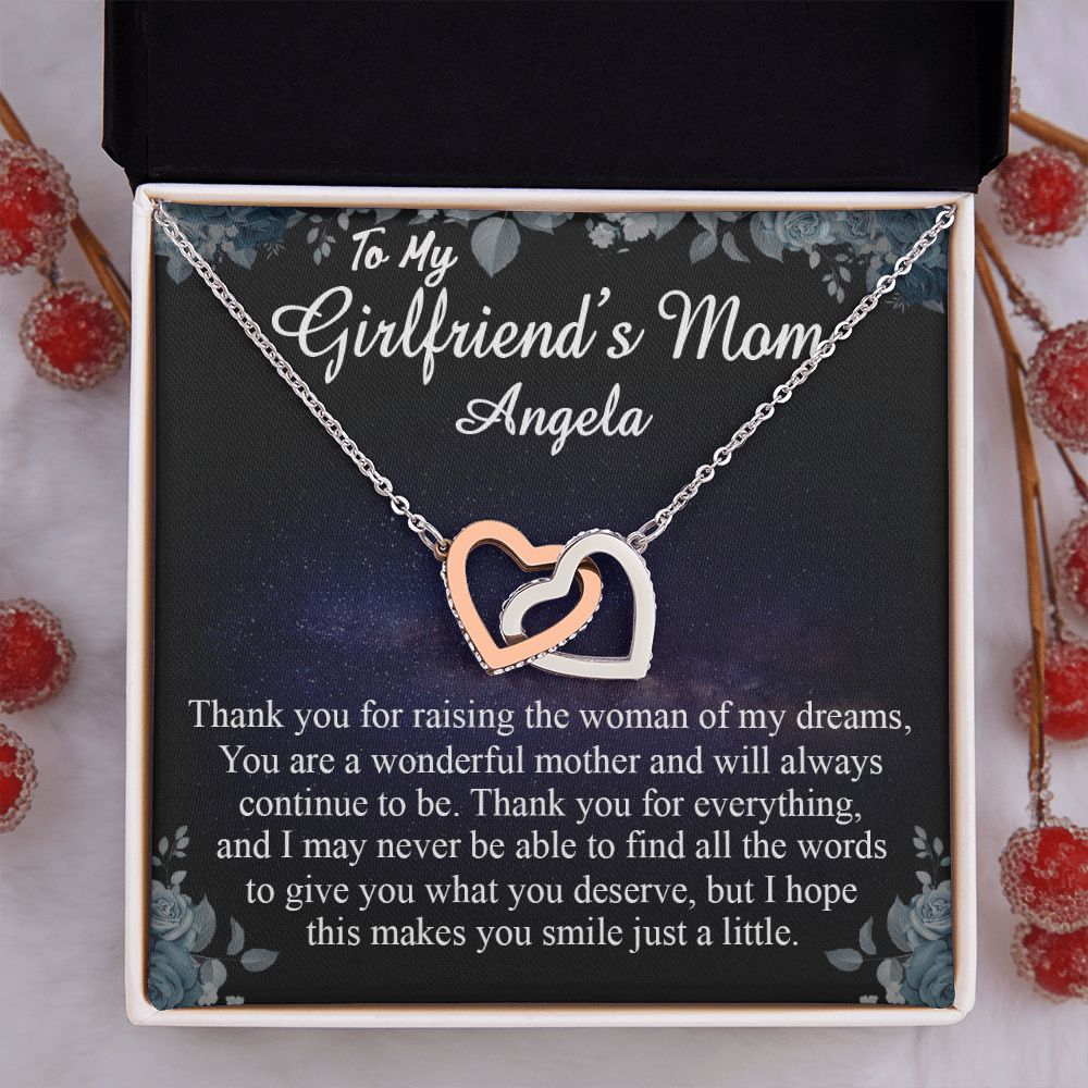 To My Girlfriends Mom Gift Mother's Day Gift for Girlfriend's Mom Necklace Gift Angela Interlocking Hearts Necklace