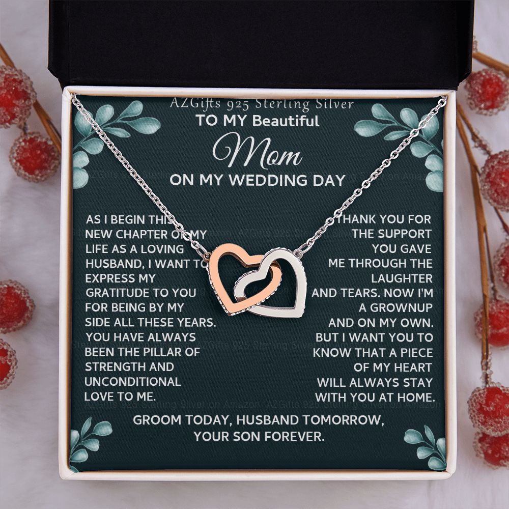 To My Beautiful Mom Necklace from Son, Gift for Mom, Gift from Son for Mother, Mother of Groom Gift, Necklace for Mother of Groom Wedding Day, To my Mom Necklace 301 Interlocking Hearts Necklace