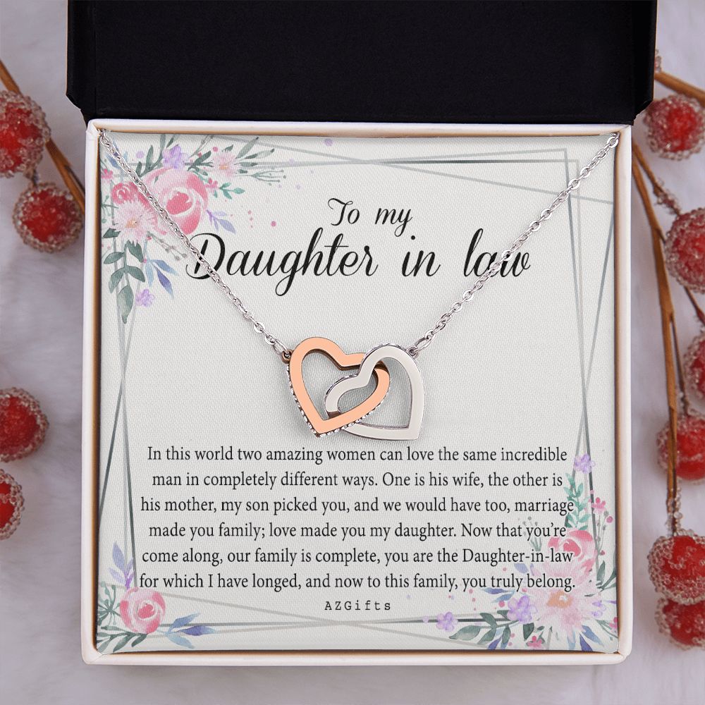 Daughter In Law Gifts Ideas, Daughter In Law Necklace, Gifts For Future Daughter In Law, Daughter In Law Birthday Gifts, Daughter-in-law Gifts From Mother In Law, Birthday Gifts For Daughter Interlocking Hearts Necklace