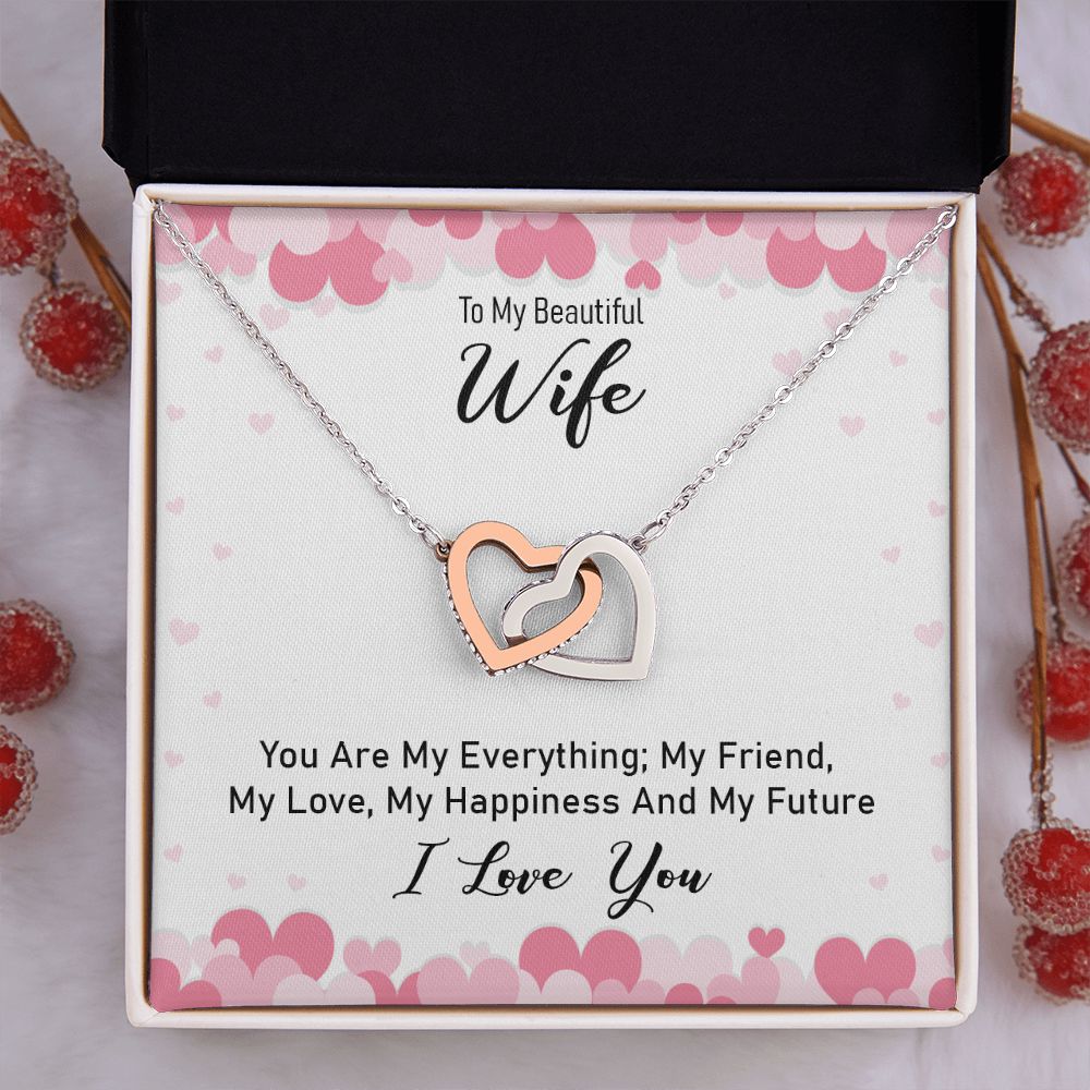 To My Beautiful Wife Necklace, Wedding Anniversary Jewelry For Women, Necklace For Wife from Husband, Gifts For Wife Birthday Gifts Necklace, Jewelry With Message Card In A Gift Box