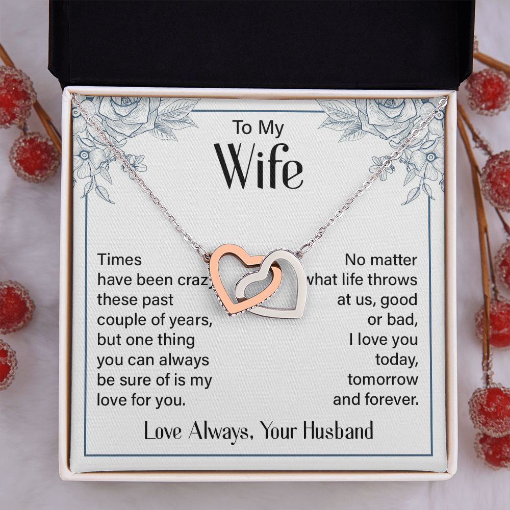 To My Wife Necklace from Husband, Personalized Necklace for Women, Luxury Necklace for Wife from Man Men, Wedding Anniversary Present For Wife, Beautiful Wife Jewelry Christmas Birthday Gift For Wife20 Interlocking Hearts Necklace