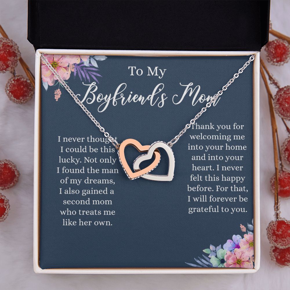 To My Boyfriends Mom Necklace, Gifts For Boyfriend Mom, Boyfriends Mom Birthday Gift, Boyfriend Mother Gift, Gifts for boyfriend mom, Boyfriend mom Mother's Day Gift Jewelry for Women Interlocking Hearts Necklace