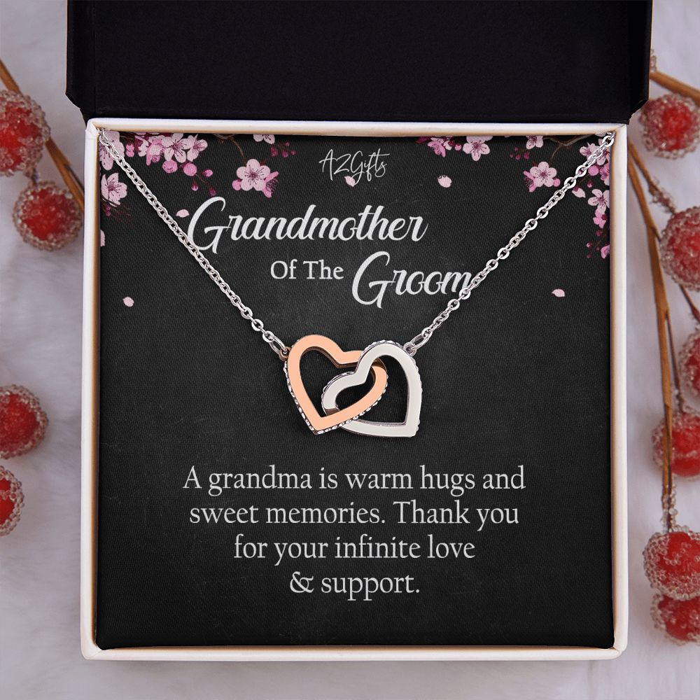 To My Grandmother Necklace, Gift for Grandmother Necklace, Mothers Day Gift For Grandma Nana, Grandma Jewelry From Grandchildren GrandKids , Jewelry Box Gift For Grandma Grandmother Interlocking Hearts Necklace