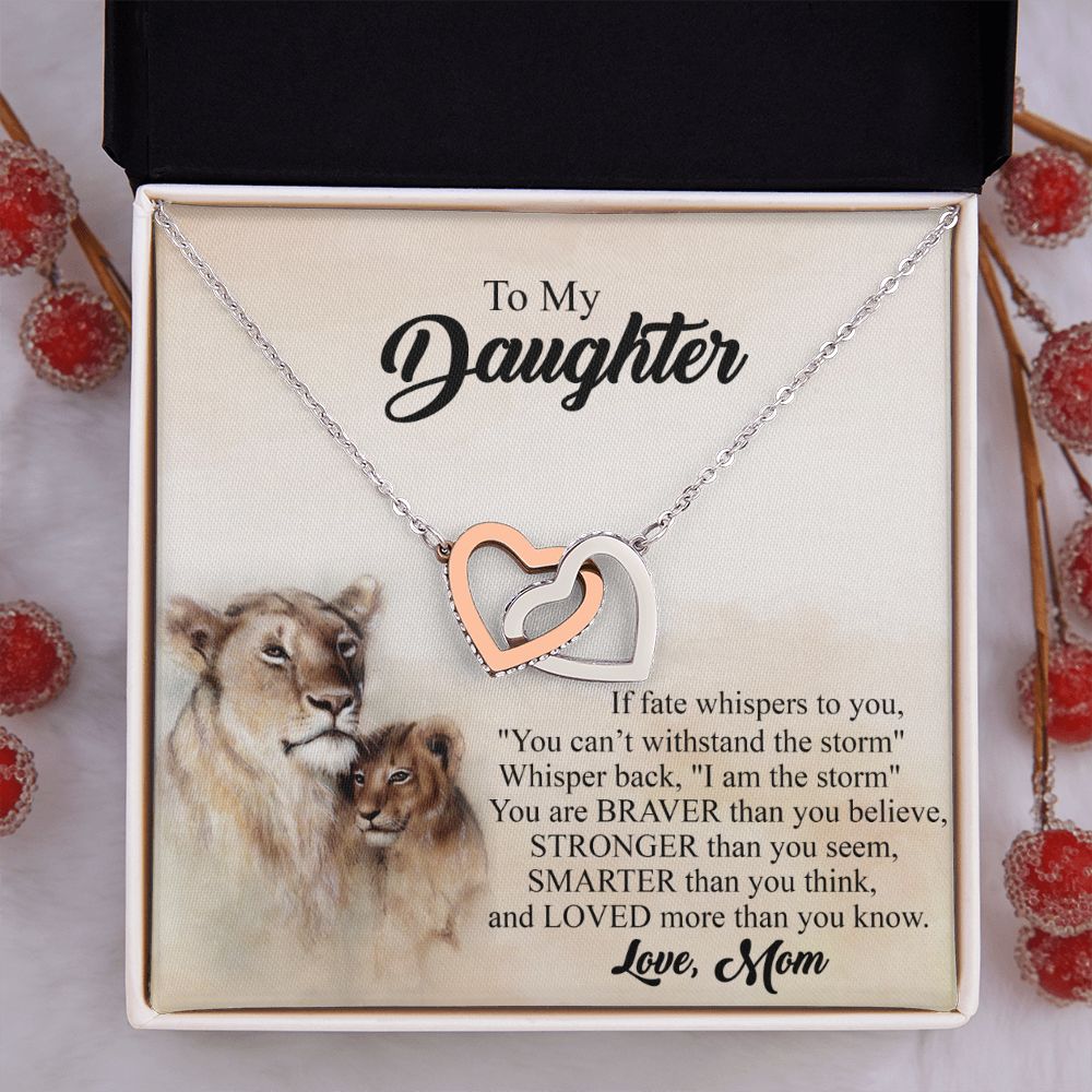Mother Daughter Gift Ideas, To My Daughter Gift Necklace from Mom, Jewelry Pendant Present for Daughter, Birthday Christmas Gift Graduation Gifts for Daughters, Mother and Daughter Necklace 24 Interlocking Hearts Necklace