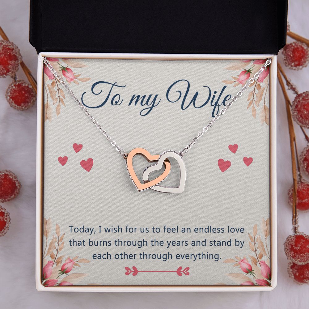 Birthday Gifts For Wife, Necklace Gifts For Wife From Husband, To My Wife Jewelry For Women , To My Wife Necklace  from Husband Wedding Anniversary Present For Wife, Beautiful Wife Jewelry Christmas 4 Interlocking Hearts Necklace