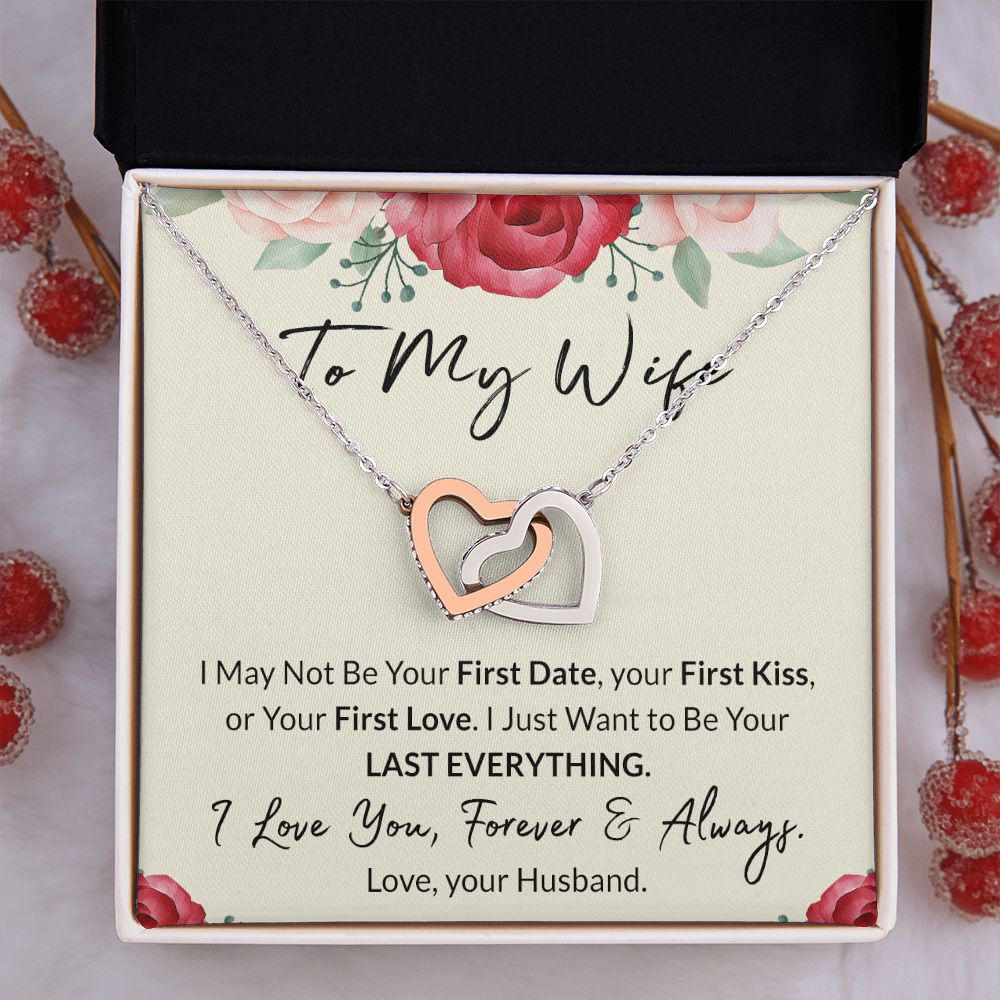 To My Wife Necklace from Husband, Personalized Necklace for Women, Luxury Necklace for Wife from Man Men, Wedding Anniversary Present For Wife, Beautiful Wife Jewelry Christmas Birthday Gift For Wife18 Interlocking Hearts Necklace