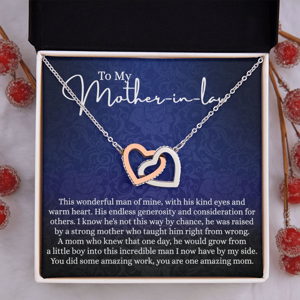 To My Mother in Law Necklace, Mother in Law Gift, Gift for Mother in Law Necklace Jewelry Gift to My Mother-in-law on Wedding Day Mother's day gift for Mother in Law Birthday gift Interlocking Hearts Necklace