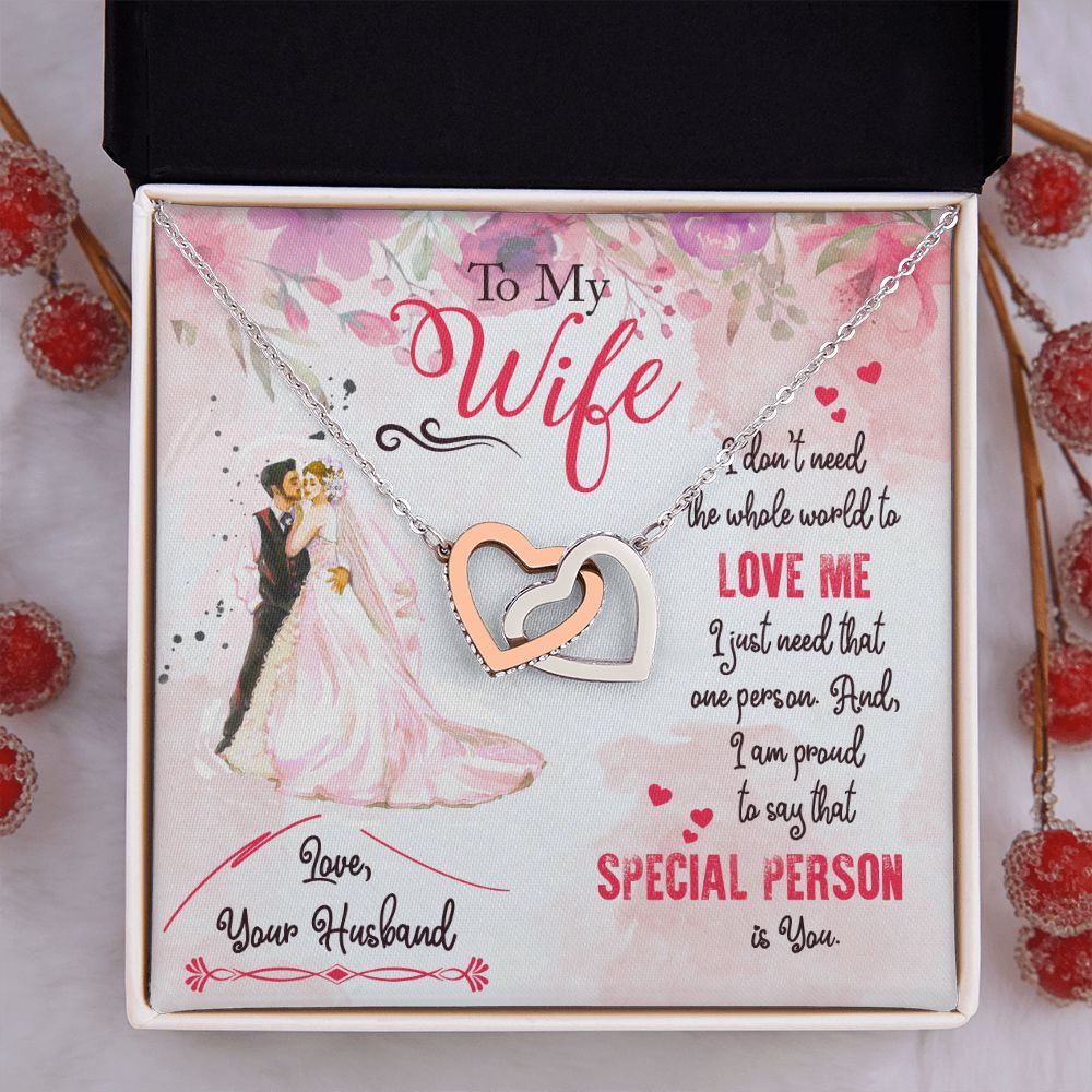 To My Wife Necklace from Husband, Personalized Necklace for Women, Luxury Necklace for Wife from Man Men, Wedding Anniversary Present For Wife, Beautiful Wife Jewelry Christmas Birthday Gift For Wife17 Interlocking Hearts Necklace
