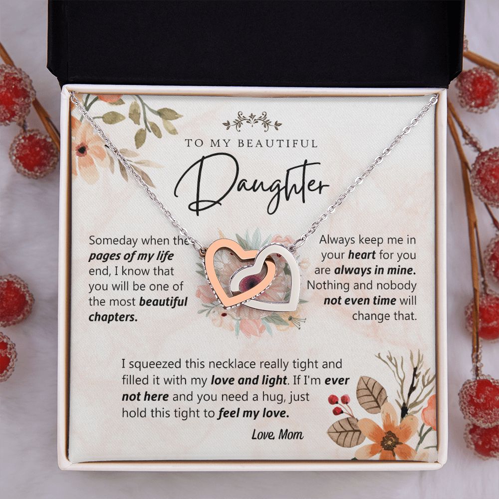 To My Beautiful Daughter Love Knot Necklace Christmas Gift For Daughter From Mom Interlocking Hearts Necklace