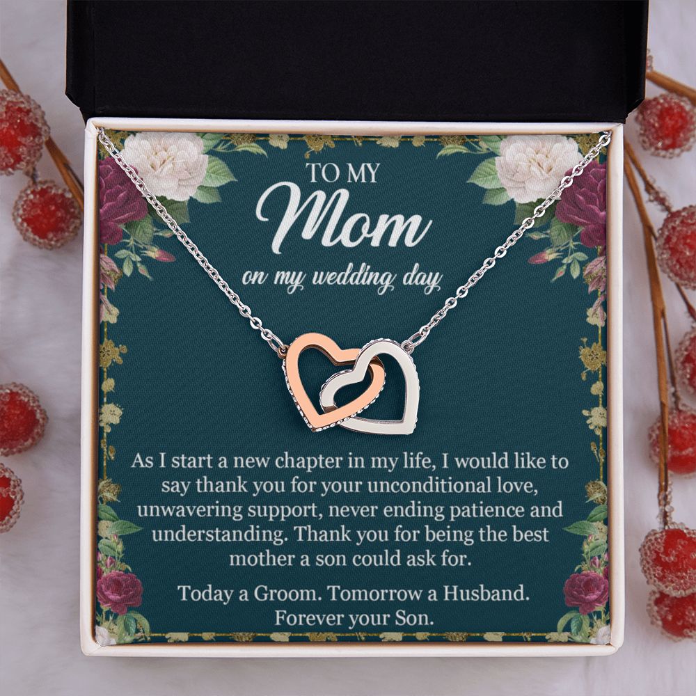 To My Mom Necklace, Gift For Mom, Mother's Day Gift from Daughter, Mom Jewelry Gift for Mothers Day, Birthday Gift for Mother, Moms Gift from Daughter Son, Necklace for Mom Mother 3 Interlocking Hearts Necklace