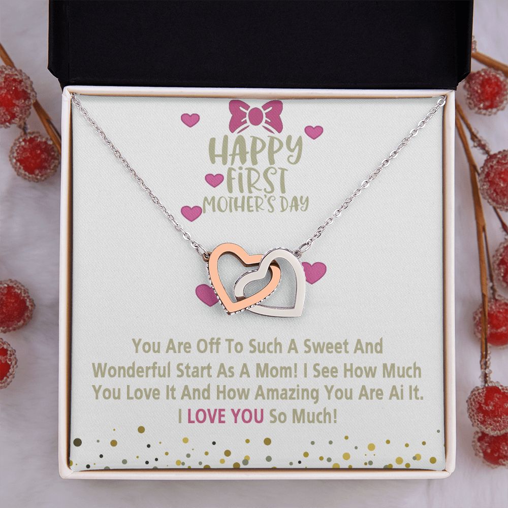 Mom Necklace Gifts for Mom from Daughter to Mom Gifts for Mothers Day from Daughter, To My Mom Necklace from Daughter to Mom Birthday Gifts Necklace with Message Card and Gift Box15 Interlocking Hearts Necklace