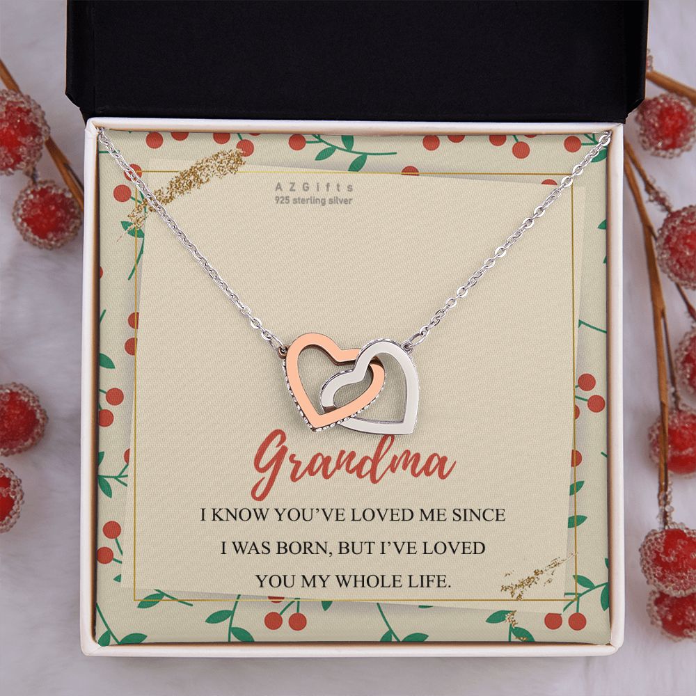 To My Grandma Necklace, Gift for Grandmother Necklace, Mothers Day Gift For Grandma Nana, Grandma Jewelry From Grandchildren GrandKids , Jewelry Box Gift For Grandma Grandmother15 Interlocking Hearts Necklace