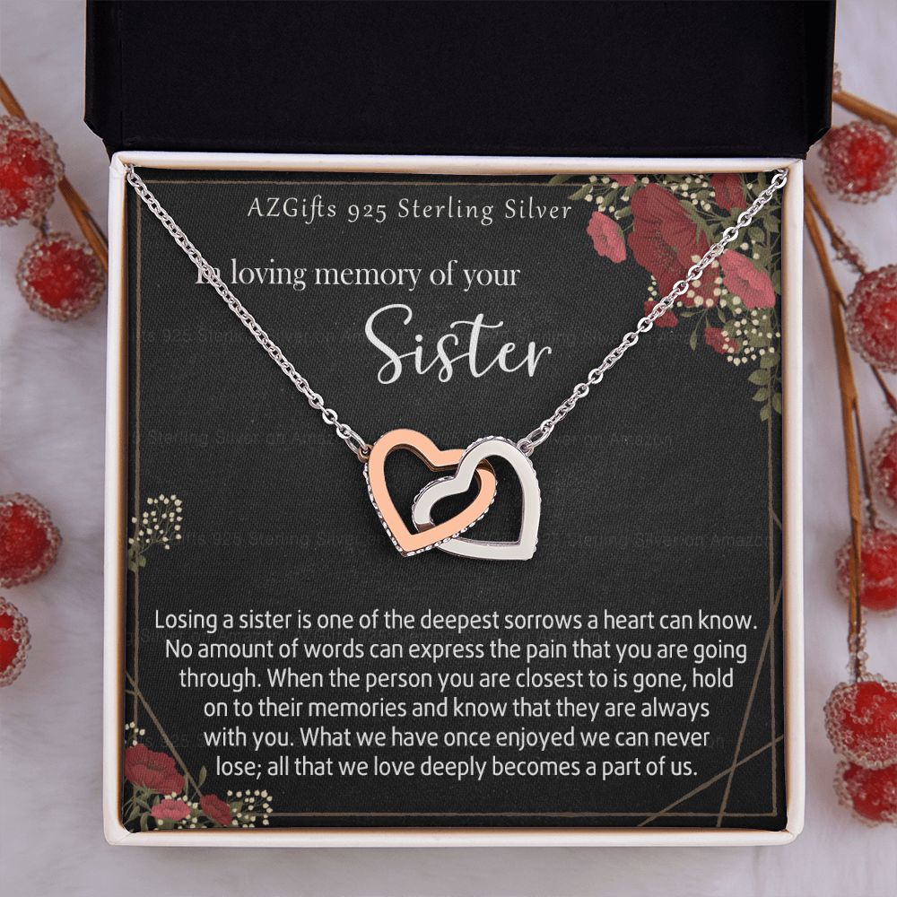 In Loving Memory Of Your Sister Necklace Memorial Gifts For Loss Of Sister Gift Mother Condolence Gift Grief Gift Remembrance Gifts for Bereavement Jewelry Gift for Women 301 Interlocking Hearts Necklace
