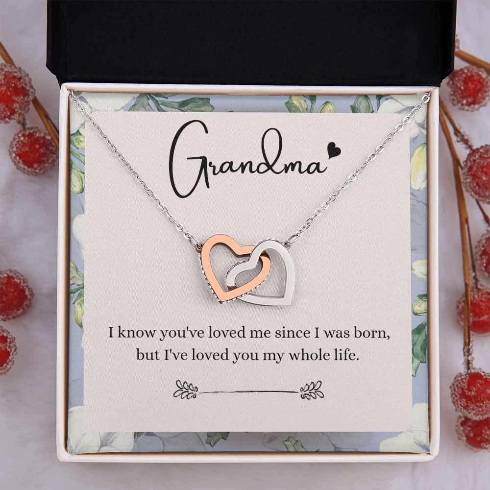 To My Grandma Necklace, Gift for Grandmother Necklace, Mothers Day Gift For Grandma Nana, Grandma Jewelry From Grandchildren GrandKids , Jewelry Box Gift For Grandma Grandmother9 Interlocking Hearts Necklace