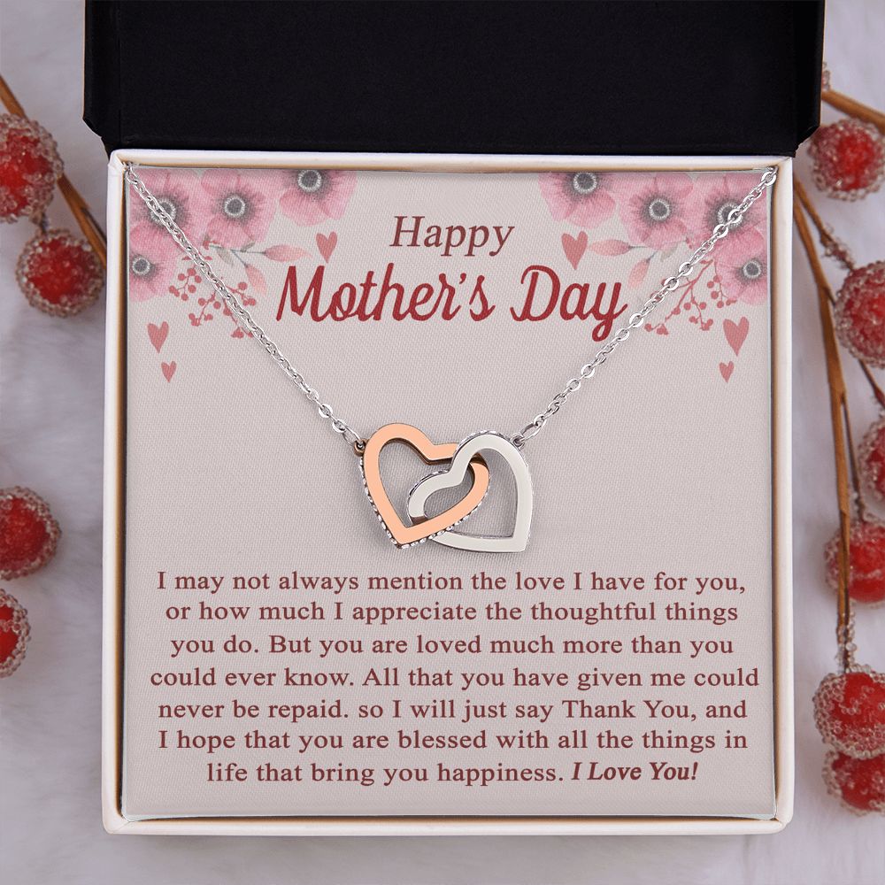 vTo My Mom Angel Mother Necklace Pendant Gift From Daughter Or Son With Message Card Gift For Mom Interlocking Hearts Necklace