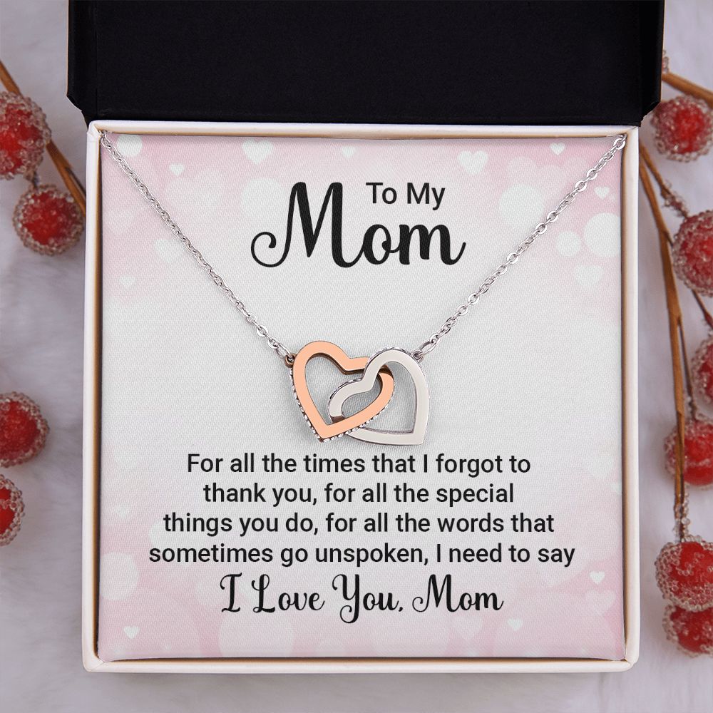 To My Mom Necklace, Gift For Mom, Mother's Day Gift from Daughter, Mom Jewelry Gift for Mothers Day, Birthday Gift for Mother, Moms Gift from Daughter Son, Necklace for Mom Mother 23 Interlocking Hearts Necklace