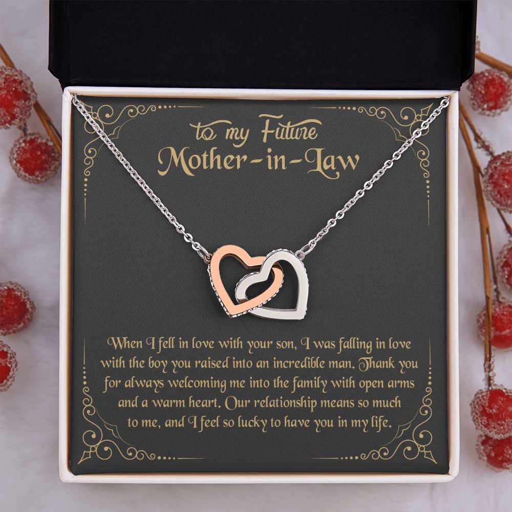 Mother in Law Necklace, Jewelry for Women, Future Mother in Law Gifts from Daughter in Law, Mother of Bride Gifts For Mother in Law, Birthday Gifts For Mother In Law From Daughter In Law10 Interlocking Hearts Necklace