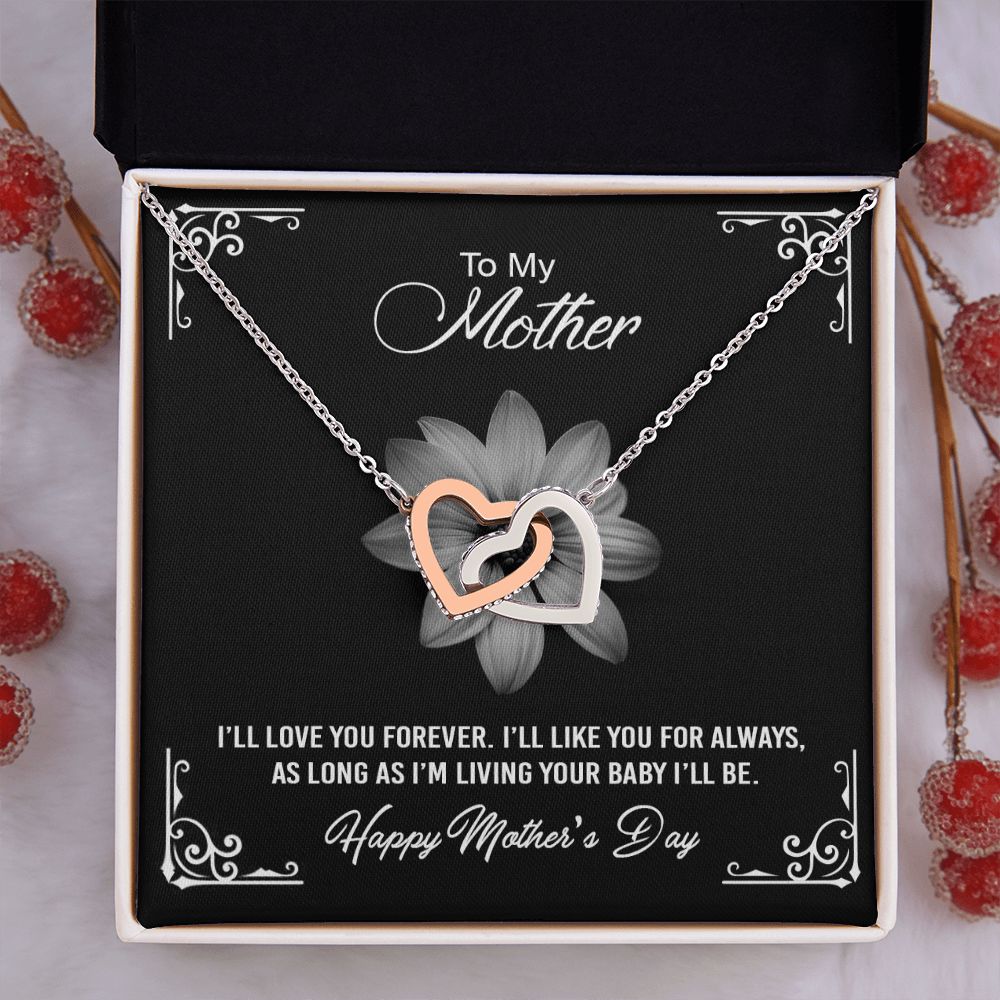 Mom Necklace Gifts for Mom from Daughter to Mom Gifts for Mothers Day from Daughter, To My Mom Necklace from Daughter to Mom Birthday Gifts Necklace with Message Card and Gift Box2247 Interlocking Hearts Necklace