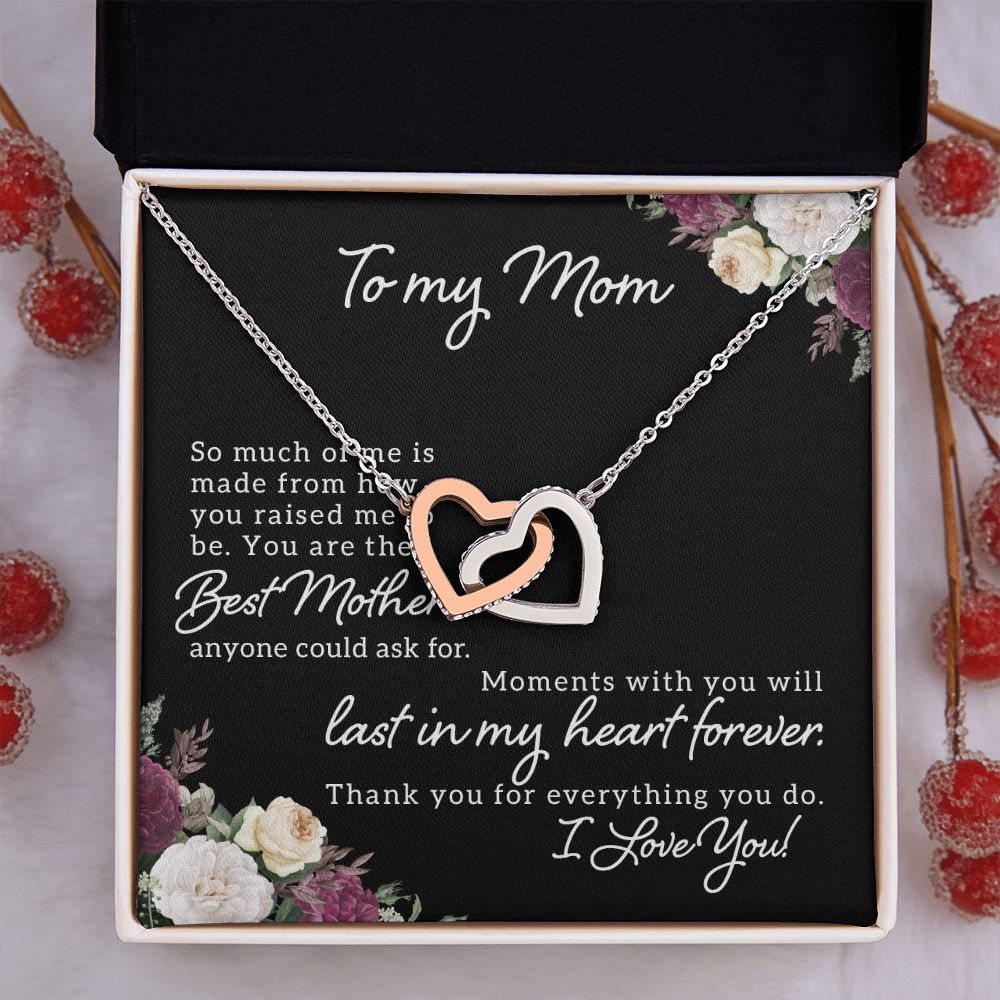Mom Necklace Gifts for Mom from Daughter to Mom Gifts for Mothers Day from Daughter, To My Mom Necklace from Daughter to Mom Birthday Gifts Necklace with Message Card and Gift Box18 Interlocking Hearts Necklace