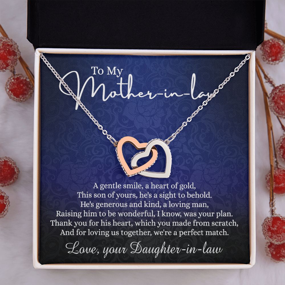 To My Mother in Law Necklace, Mother in Law Gift, Necklace for Mother in Law Jewelry Gift to My Mother-in-law on Wedding Day Mother's day gift for Mother in Law Birthday gift Interlocking Hearts Necklace