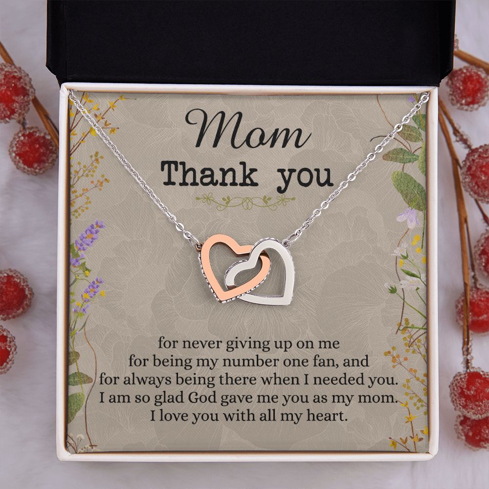 To My Mom Necklace, Thank you Mom Gift, Gift for Mom, Mother's Day Gift from Daughter, Mother Daughter gift, Gift from child, Gift for Mom, Mothers Day Necklace for Women Interlocking Hearts Necklace
