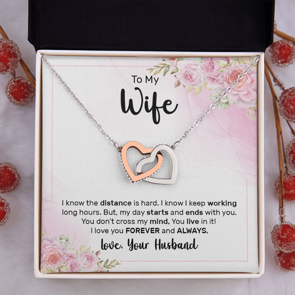 Birthday Gifts For Wife, Necklace Gifts For Wife From Husband, To My Wife Jewelry For Women , To My Wife Necklace  from Husband Wedding Anniversary Present For Wife, Beautiful Wife Jewelry Christmas29 Interlocking Hearts Necklace