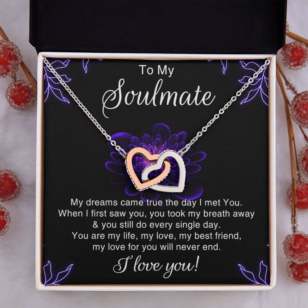 To My Soulmate Necklace for Women Birthday Christmas Jewelry Gifts For My Wife with Message Card Box Personalized Gift Present Pendant for Future Wife Soulmate Girlfriend Love 7 Interlocking Hearts Necklace