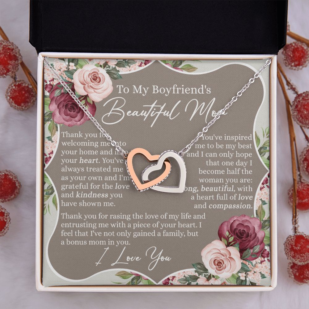To My Boyfriend's Mom Necklace, Sentimental Gifts For Boyfriend's Mom, Necklace for Boyfriend's Mom, Thank You Gift for Boyfriend's Mom, Mothers Day Gift for Boyfriend's Mom Interlocking Hearts Necklace