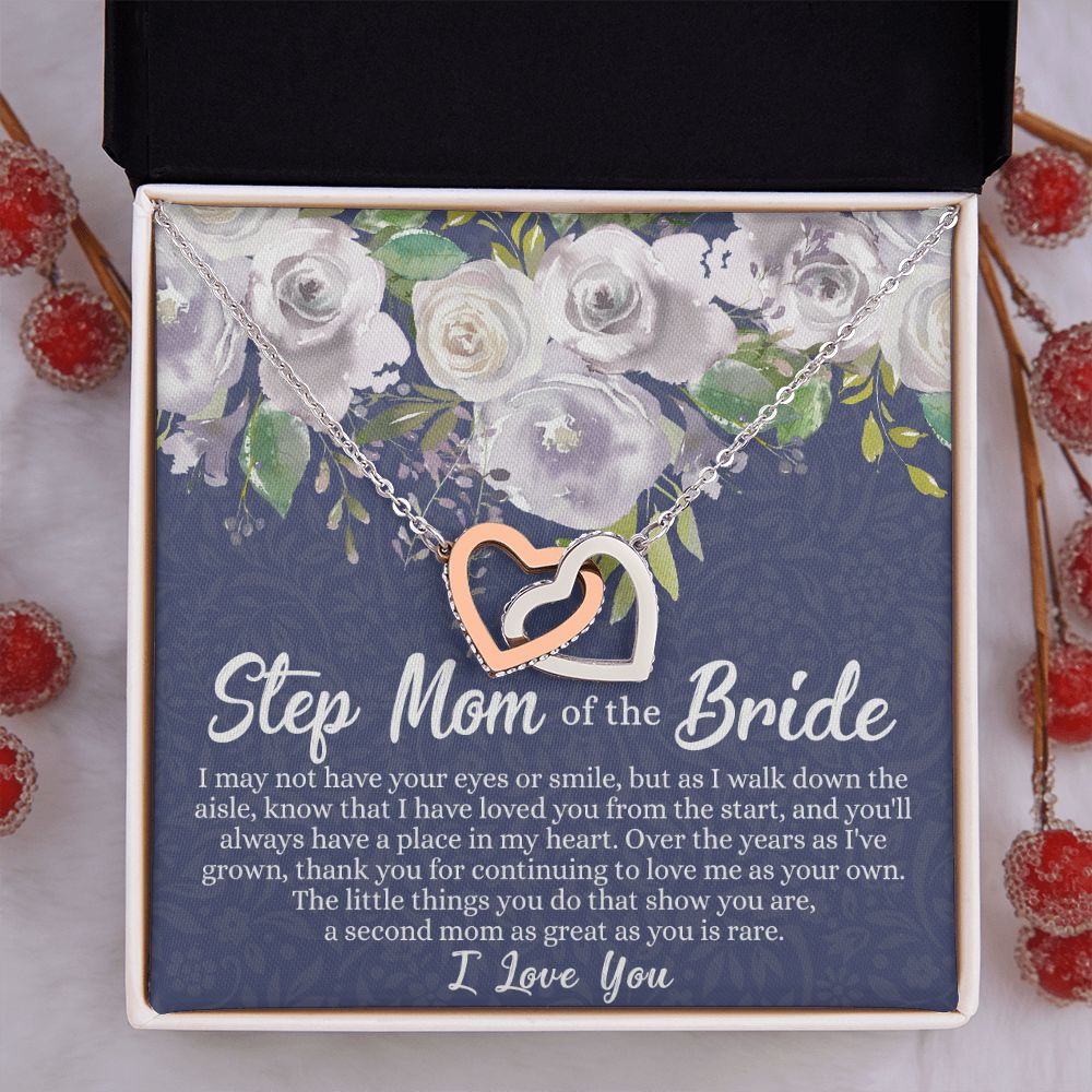 To My Stepmother of the Bride Necklace, Stepmother of the Bride Gifts Idea, Necklace for Stepmom of the Bride Gifts, Wedding Gifts for Stepmom, Gifts for Step Mother of the Bride Interlocking Hearts Necklace