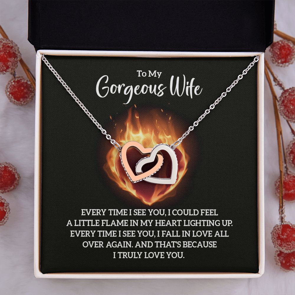 Birthday Gifts For Wife, Necklace Gifts For Wife From Husband, To My Wife Jewelry For Women , To My Wife Necklace  from Husband Wedding Anniversary Present For Wife, Beautiful Wife Jewelry Christmas32 Interlocking Hearts Necklace