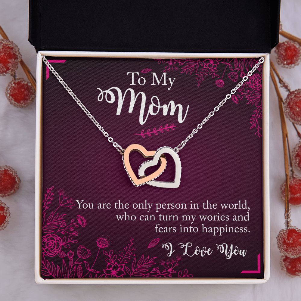 To My Mom Necklace Pendant Gift From Daughter Necklace You Are The Only Person Gift For To Mom Happy Mother's Day Mother In Law Gift On Birthday Anniversary Gift 30821 Interlocking Hearts Necklace