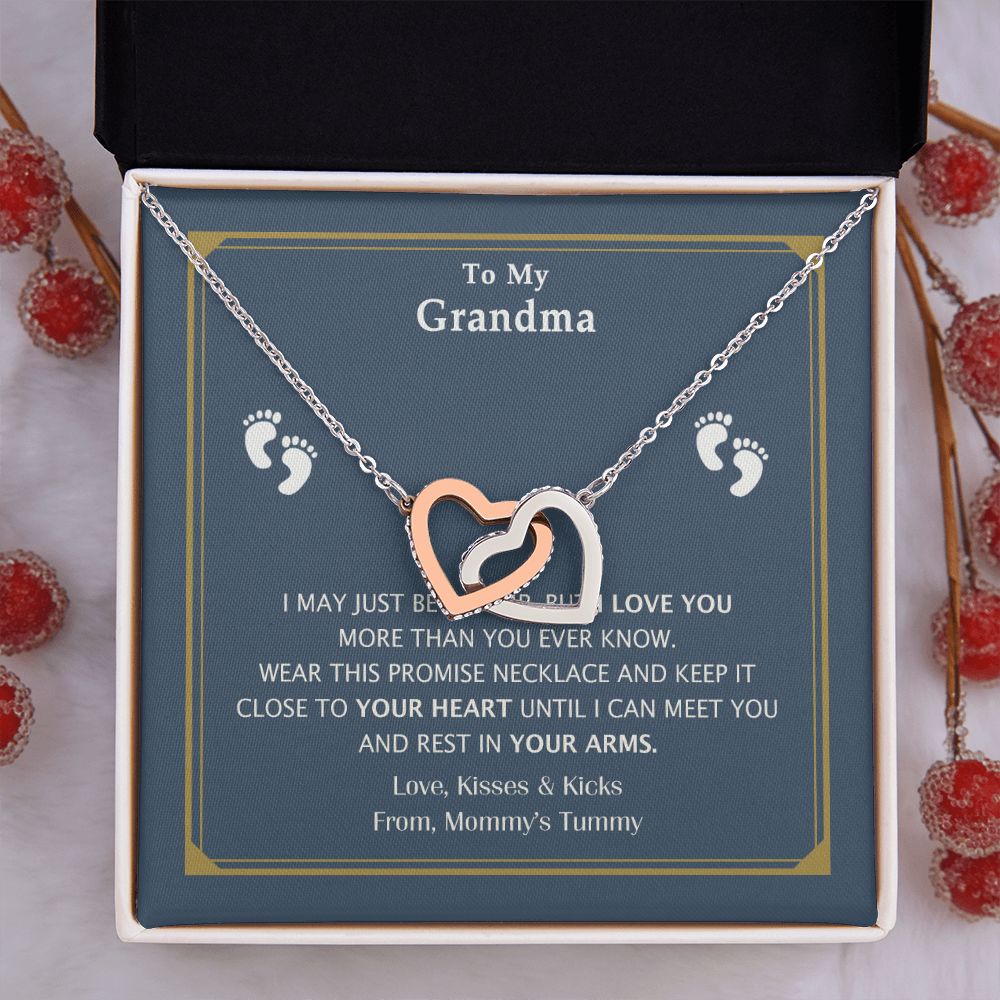 To My Grandma Necklace, Gift for Grandmother Necklace, Mothers Day Gift For Grandma Nana, Grandma Jewelry From Grandchildren GrandKids , Jewelry Box Gift For Grandma Grandmother17 Interlocking Hearts Necklace