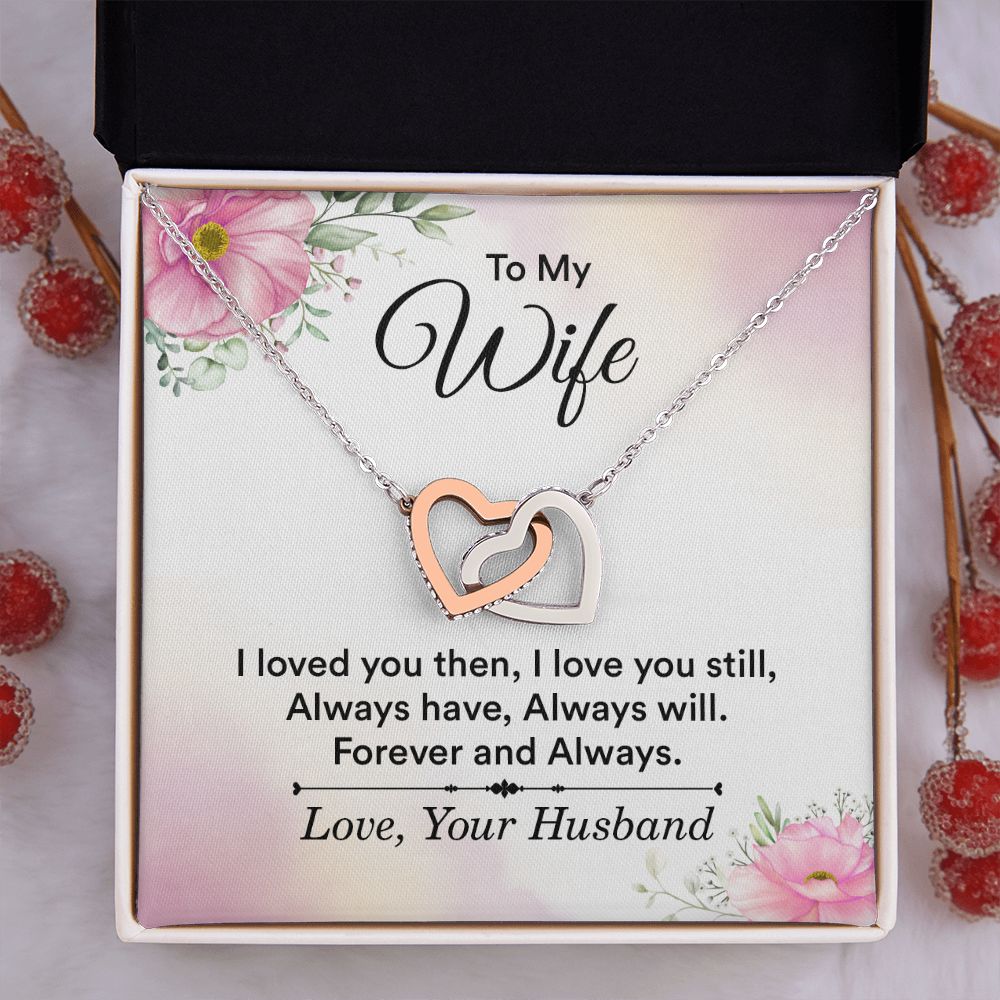 Birthday Gifts For Wife, Necklace Gifts For Wife From Husband, To My Wife Jewelry For Women , To My Wife Necklace  from Husband Wedding Anniversary Present For Wife, Beautiful Wife Jewelry Christmas27 Interlocking Hearts Necklace