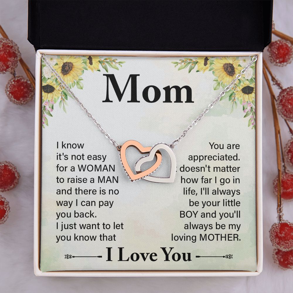To My Mom Necklace, Gift For Mom, Mother's Day Gift from Daughter, Mom Jewelry Gift for Mothers Day, Birthday Gift for Mother, Moms Gift from Daughter Son, Necklace for Mom Mother 20 Interlocking Hearts Necklace