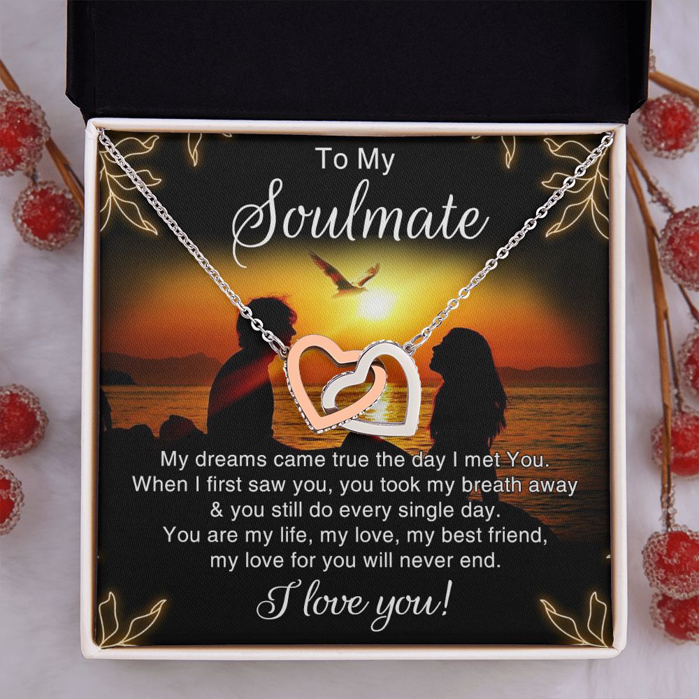 To My Soulmate Necklace for Women Birthday Christmas Jewelry Gifts For My Wife with Message Card Box Personalized Gift Present Pendant for Future Wife Soulmate Girlfriend Love 6 Interlocking Hearts Necklace