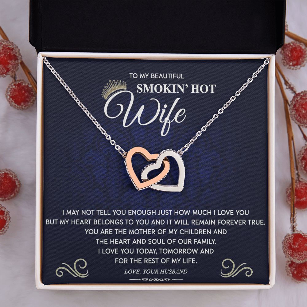 To My Wife Necklace from Husband, Personalized Necklace for Women, Luxury Necklace for Wife from Man Men, Wedding Anniversary Present For Wife, Beautiful Wife Jewelry Christmas Birthday Gift For Wife10 Interlocking Hearts Necklace