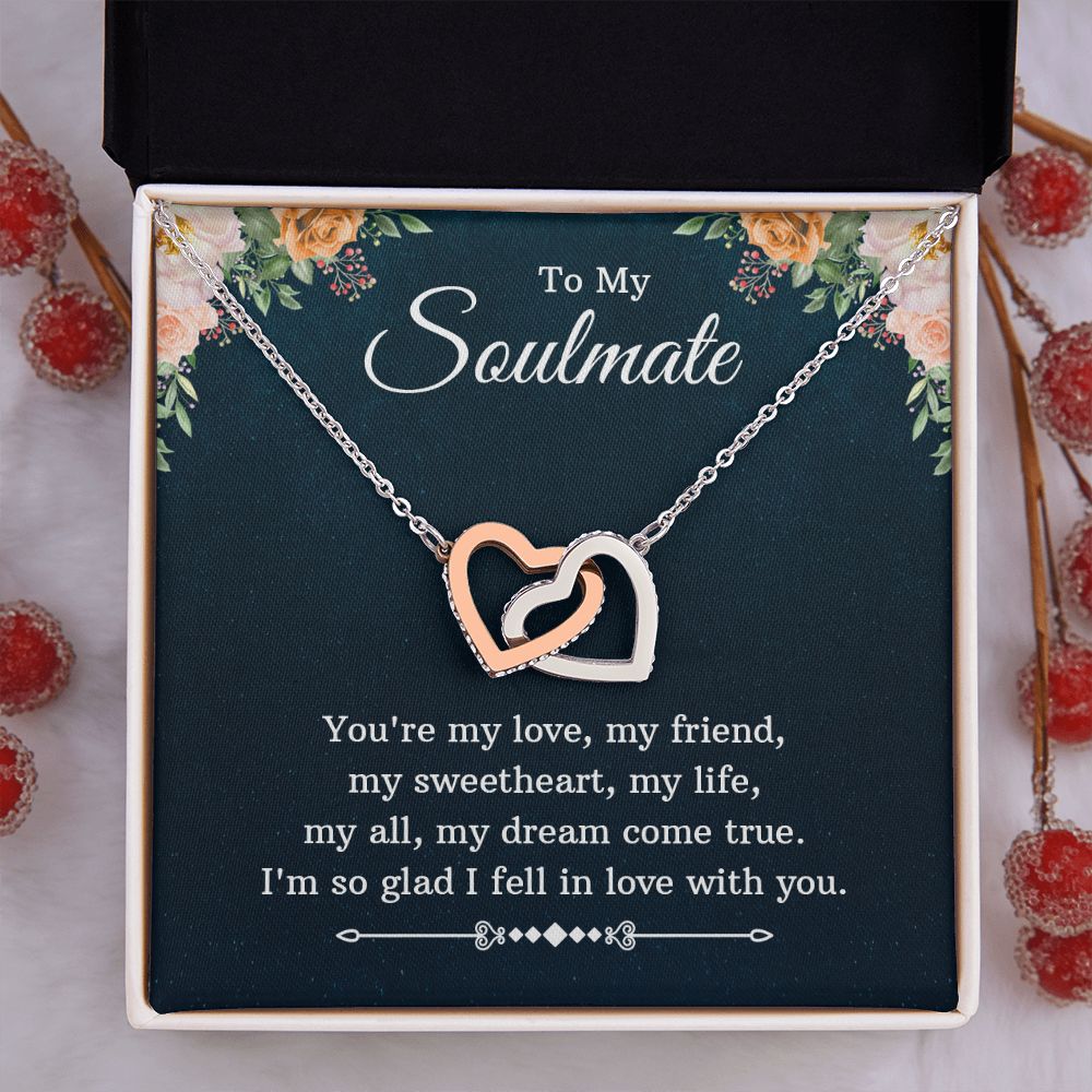 To My Soulmate Necklace for Women Birthday Christmas Jewelry Gifts For My Wife with Message Card Box Personalized Gift Present Pendant for Future Wife Soulmate Girlfriend Love 10 Interlocking Hearts Necklace