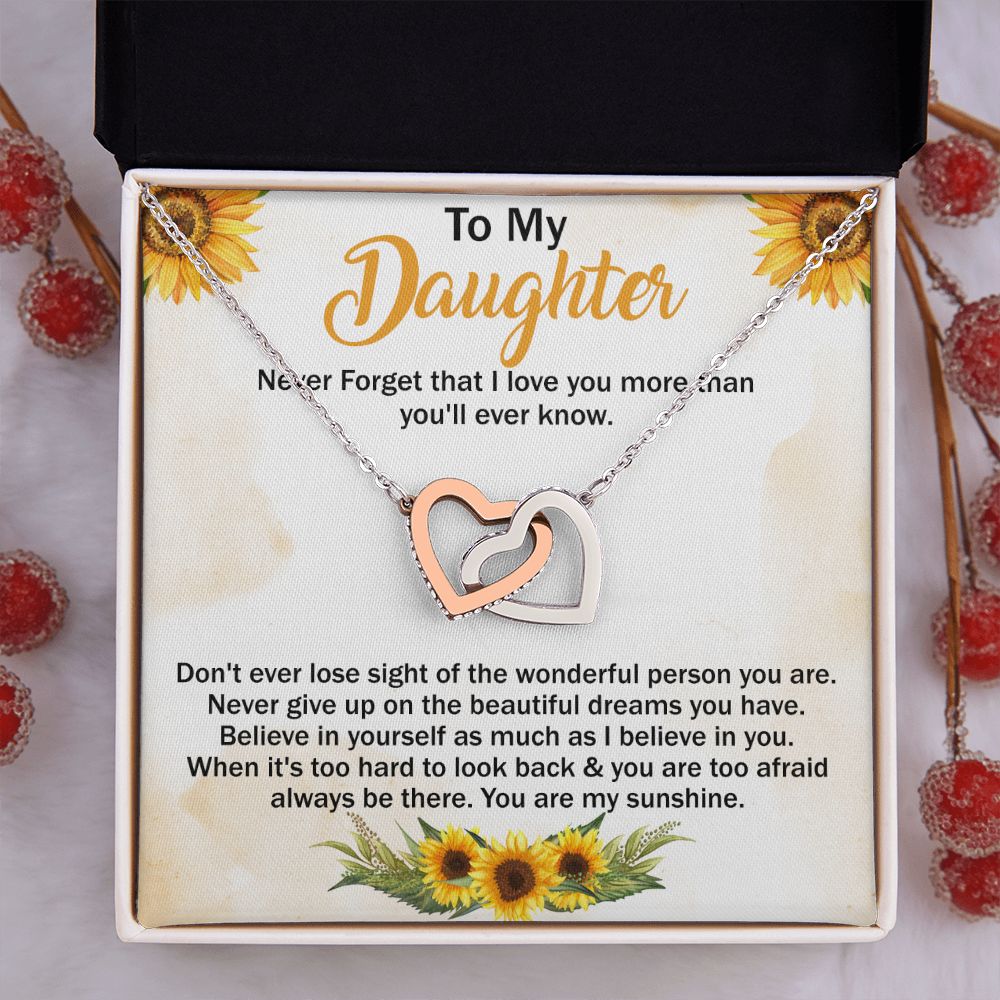 Mother Daughter Gift Ideas, To My Daughter Gift Necklace from Mom, Jewelry Pendant Present for Daughter, Birthday Christmas Gift Graduation Gifts for Daughters, Mother and Daughter Necklace 29 Interlocking Hearts Necklace