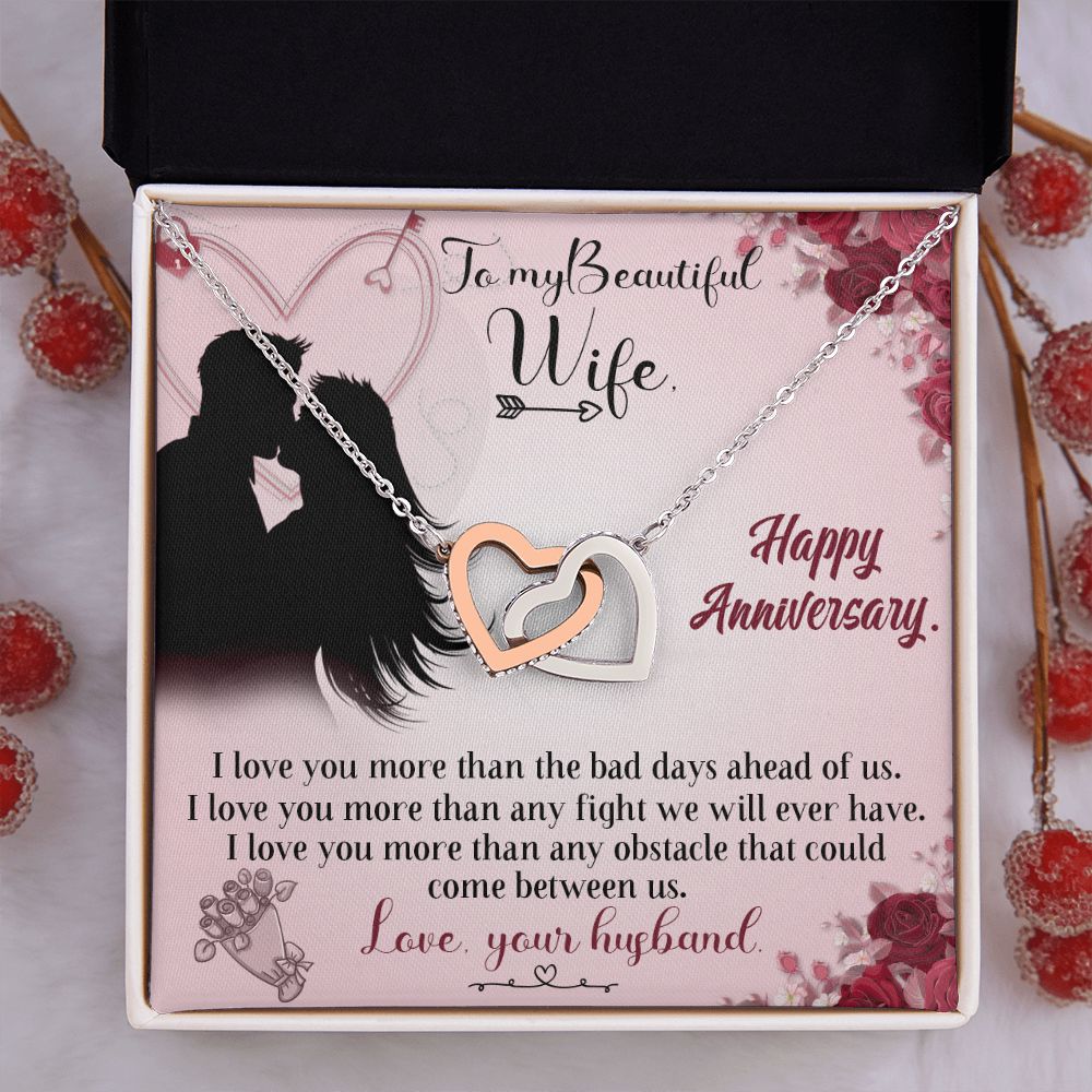 To My Beautiful Wife Necklace, Wedding Anniversary Jewelry For Women, Necklace For Wife from Husband, Gifts For Wife Birthday Gifts Necklace, Jewelry With Message Card In A Gift Box