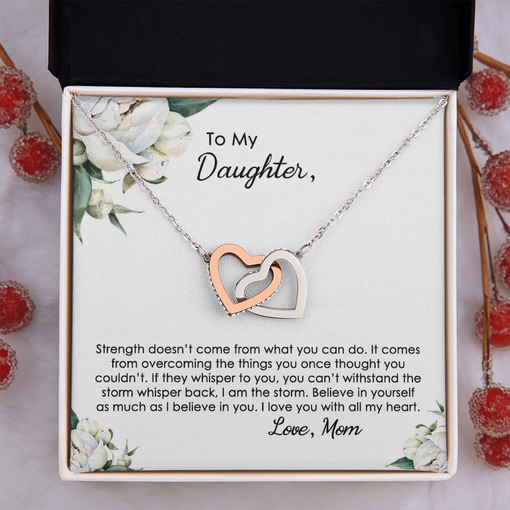 Mother Daughter Gift Ideas, To My Daughter Gift Necklace from Mom, Jewelry Pendant Present for Daughter, Birthday Christmas Gift Graduation Gifts for Daughters, Mother and Daughter Necklace 2140 Interlocking Hearts Necklace