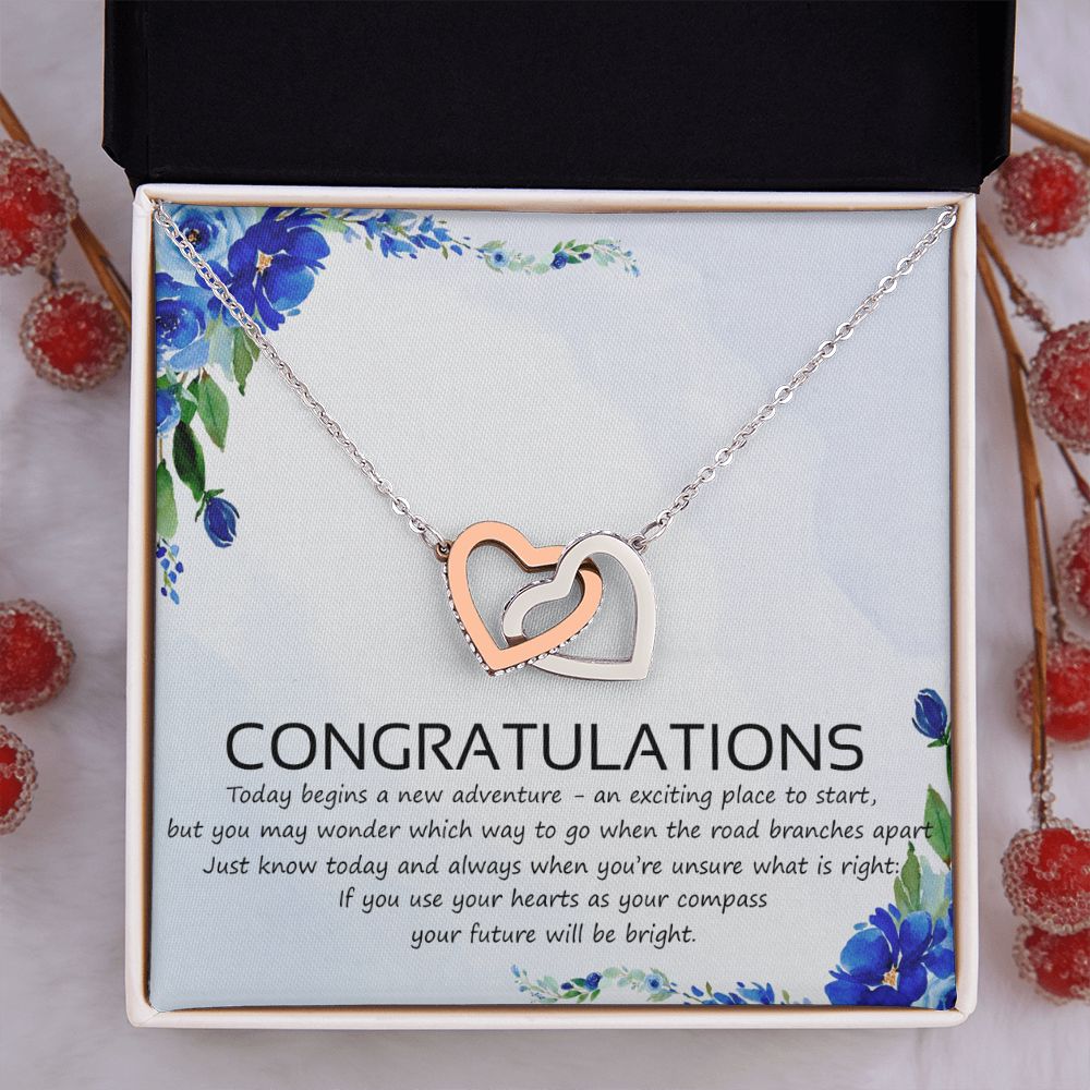 Graduation Compass Necklace - Perfect gift to say congratulations to high school Congrats Graduation Pendants Gift For Daughter, Granddaughter, Niece, Sister Interlocking Hearts Necklace