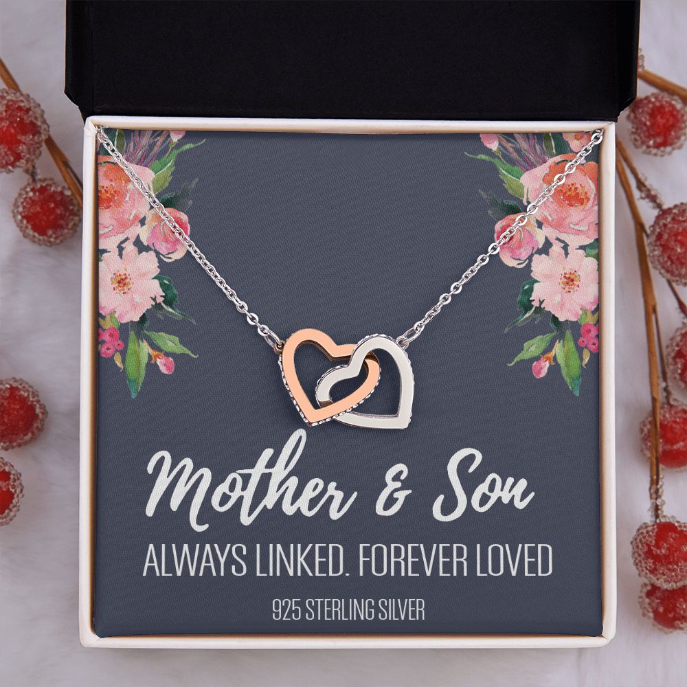 Gift For Mom From Son, Mother Son Gifts, Happy Mother's Day Necklace, Mom Gift Interlocking Hearts Necklace