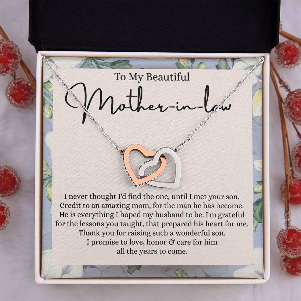 Mother in Law Necklace, Jewelry for Women, Future Mother in Law Gifts from Daughter in Law, Mother of Bride Gifts For Mother in Law, Birthday Gifts For Mother In Law From Daughter In Law Interlocking Hearts Necklace