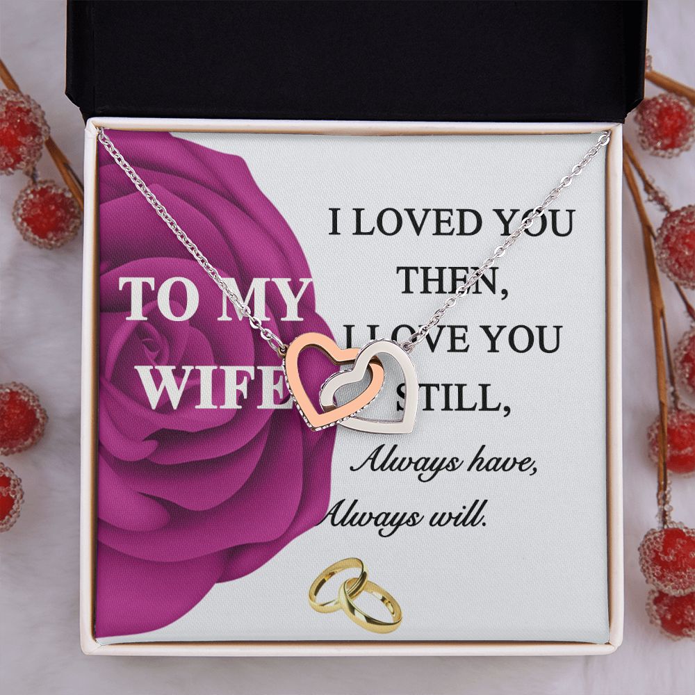 To My Wife Necklace -gift for Wife, Birthday Anniversary Necklace From HUsband Interlocking Hearts Necklace