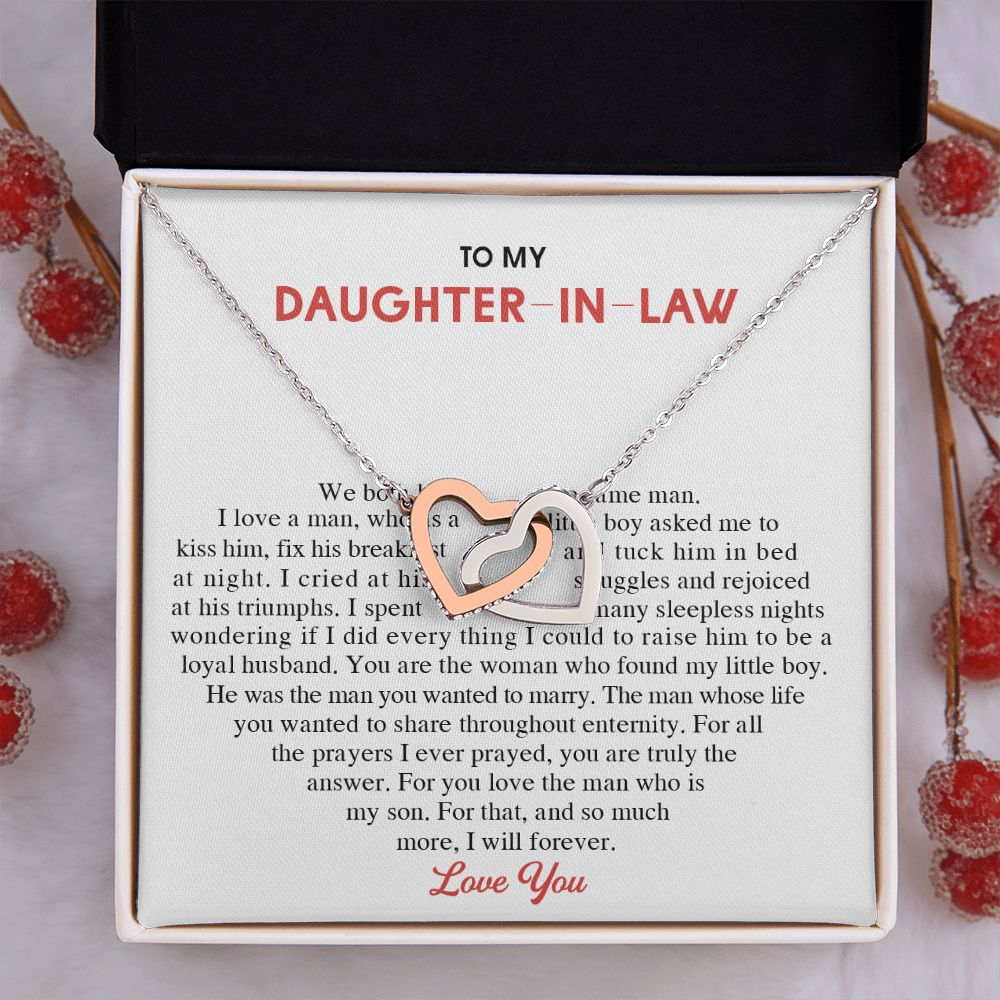 To My Daughter-in-Law Alluring Beauty Necklace Birthday Graduation Gift For Her Interlocking Hearts Necklace