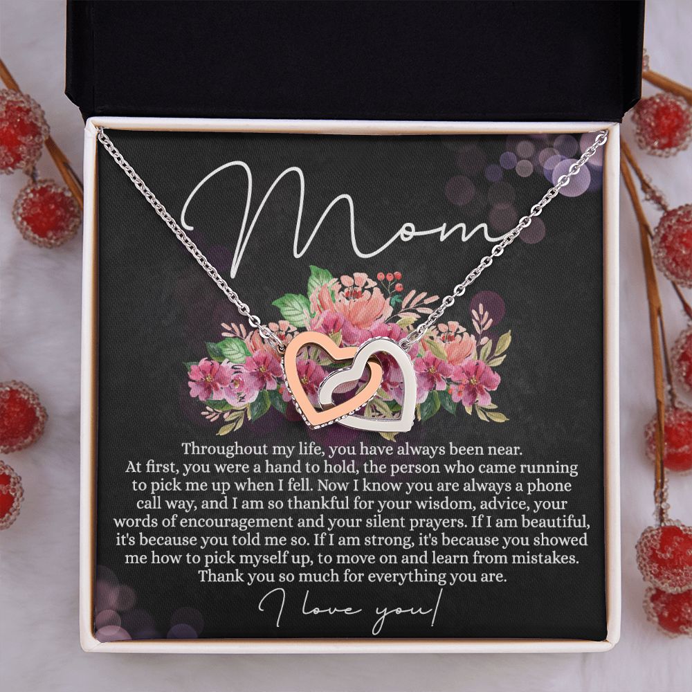 To My Mom Necklace, Mom Gifts, Mom Jewelry Box, Necklace for Mom, Gifts for Mom, Mother's Day Necklace Jewelry Gift For Mom, Birthday Gift For Mom, Thank you Mom Gift Interlocking Hearts Necklace
