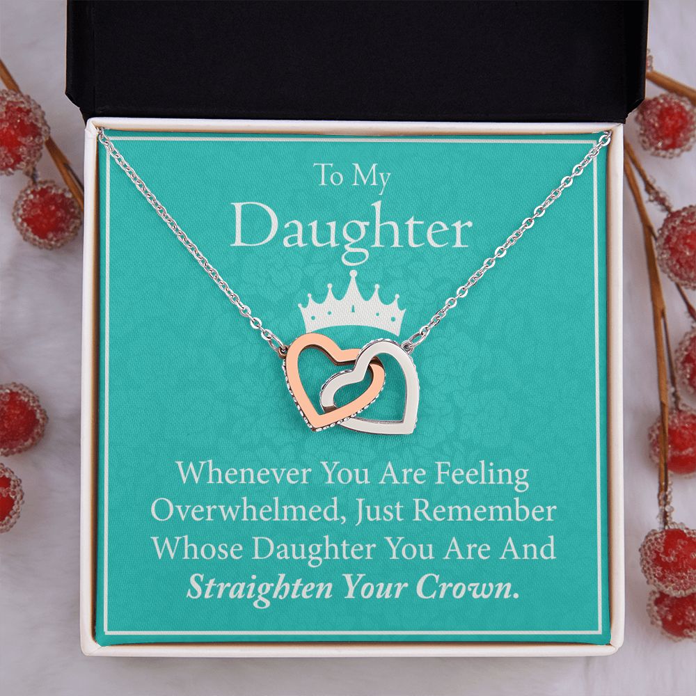 Jewelry Pendant Present for Daughter, To My Daughter Gift Necklace from Mom, Mother Daughter Gift Ideas, Birthday Christmas Gift Graduation Gifts for Daughters, Mother and Daughter Necklace 15 Interlocking Hearts Necklace